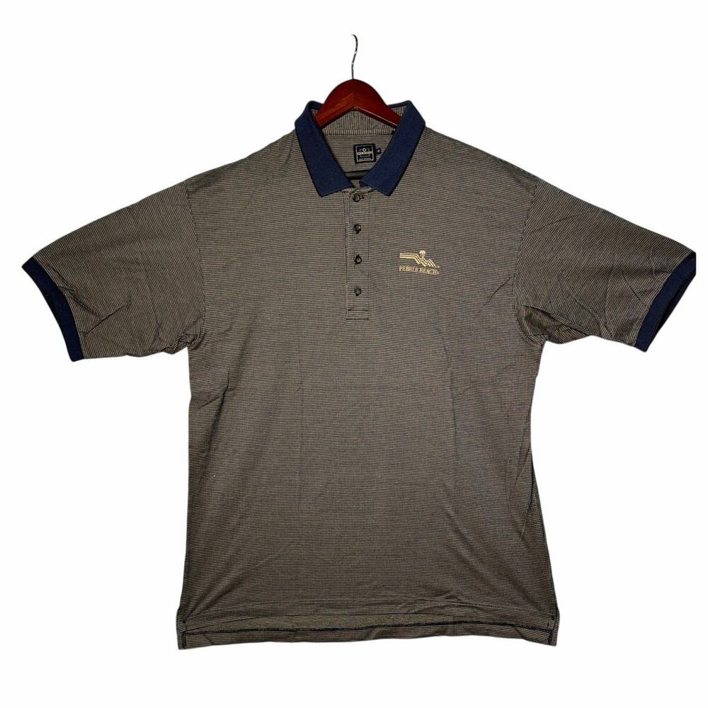 Pebble Beach Goldwin Golf Apparel Polo Shirt XL Blue Gold SS Pima Cotton Casual